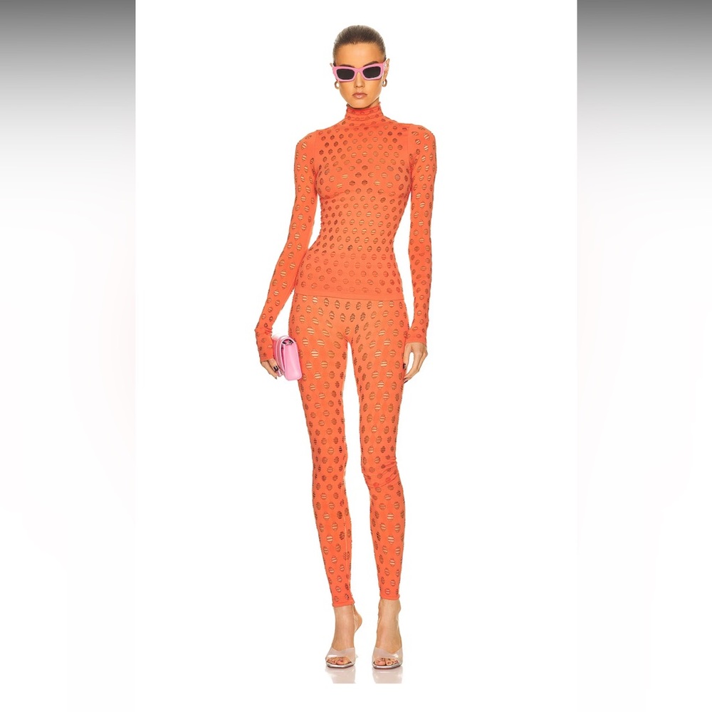 MAISIE WILEN Orange Perforated Turtleneck and Leggings